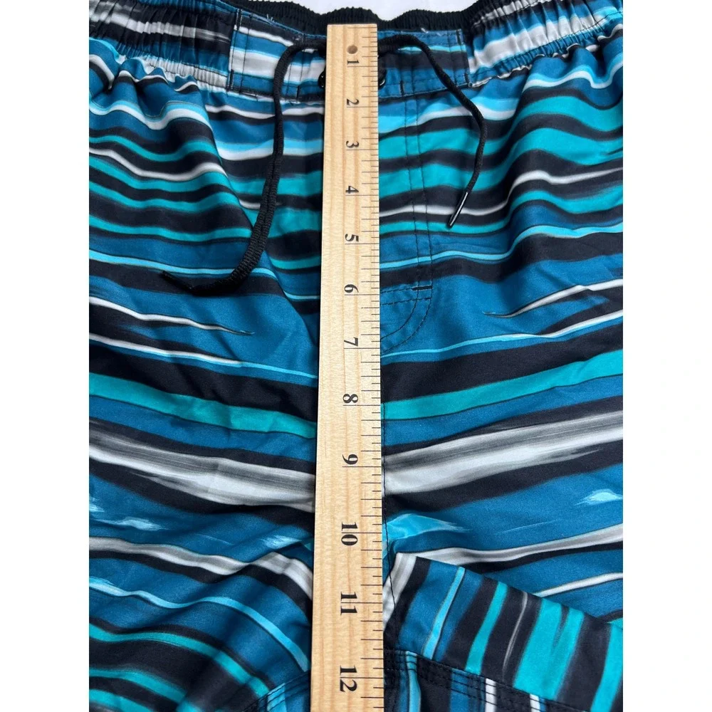 Nike Board Shorts Mens Large‎ Blue Striped Swim Trunks Athletic Beachwear B17
